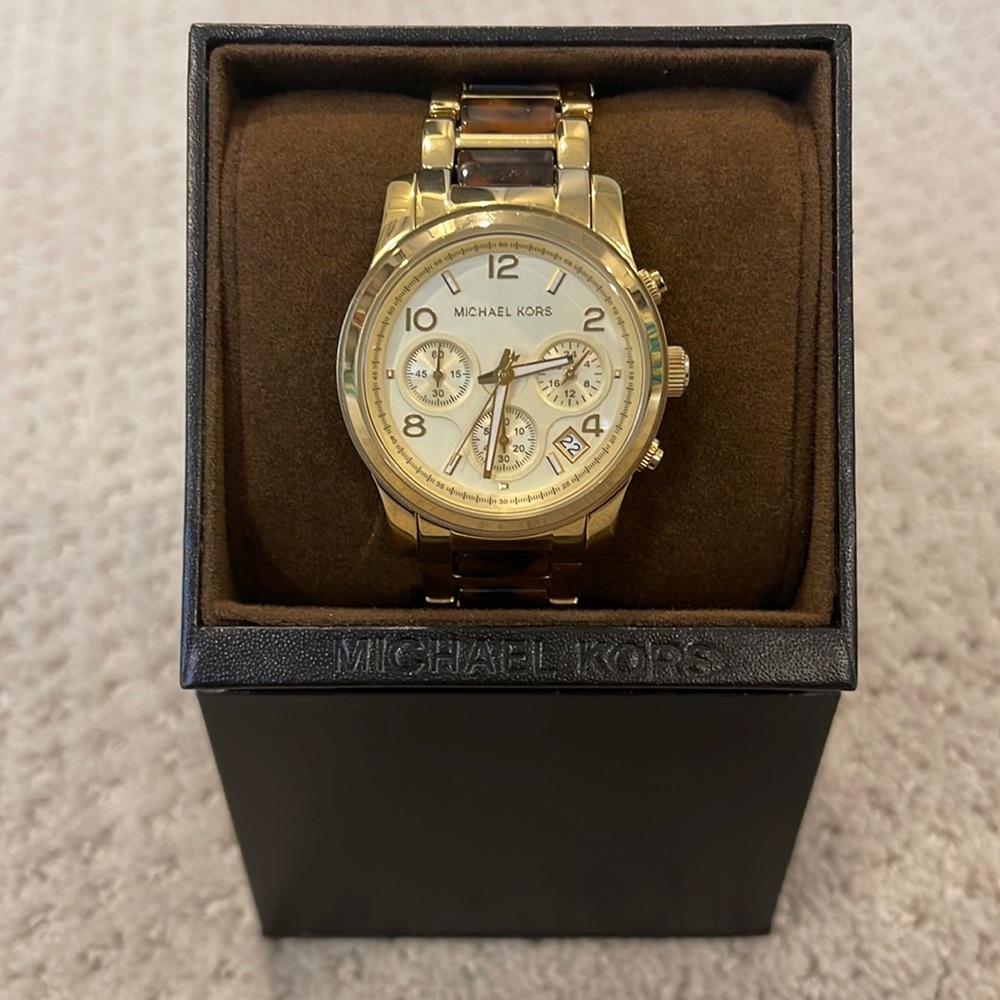 Michael Kors gold and tortoise watch